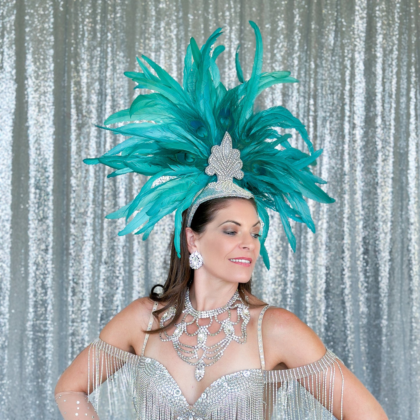 Zizi Seafoam Showgirl Feather Headpiece