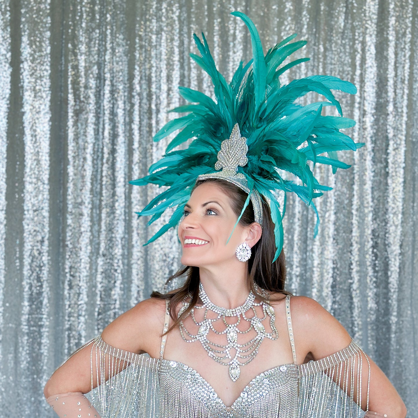 Zizi Seafoam Showgirl Feather Headpiece