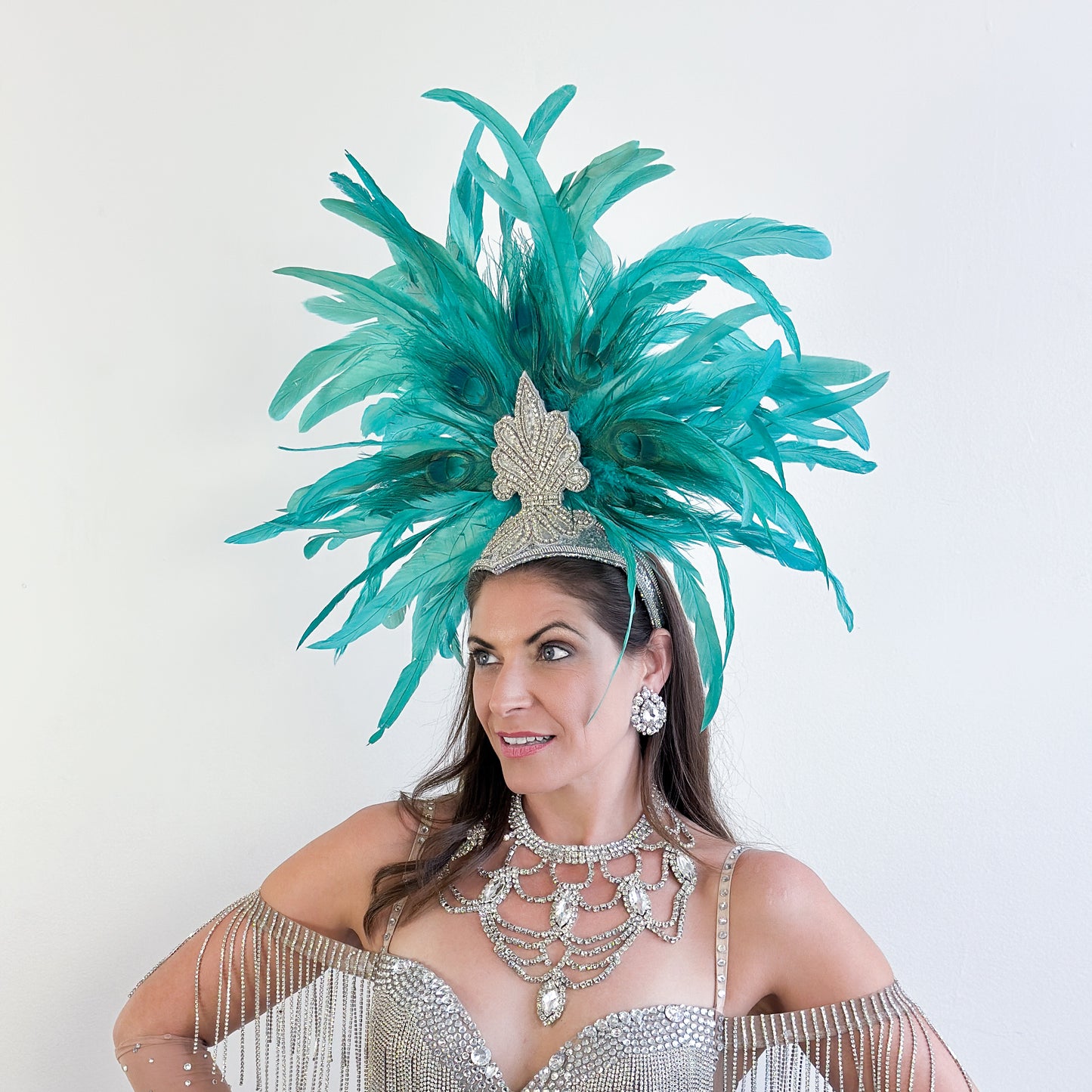 Zizi Seafoam Showgirl Feather Headpiece