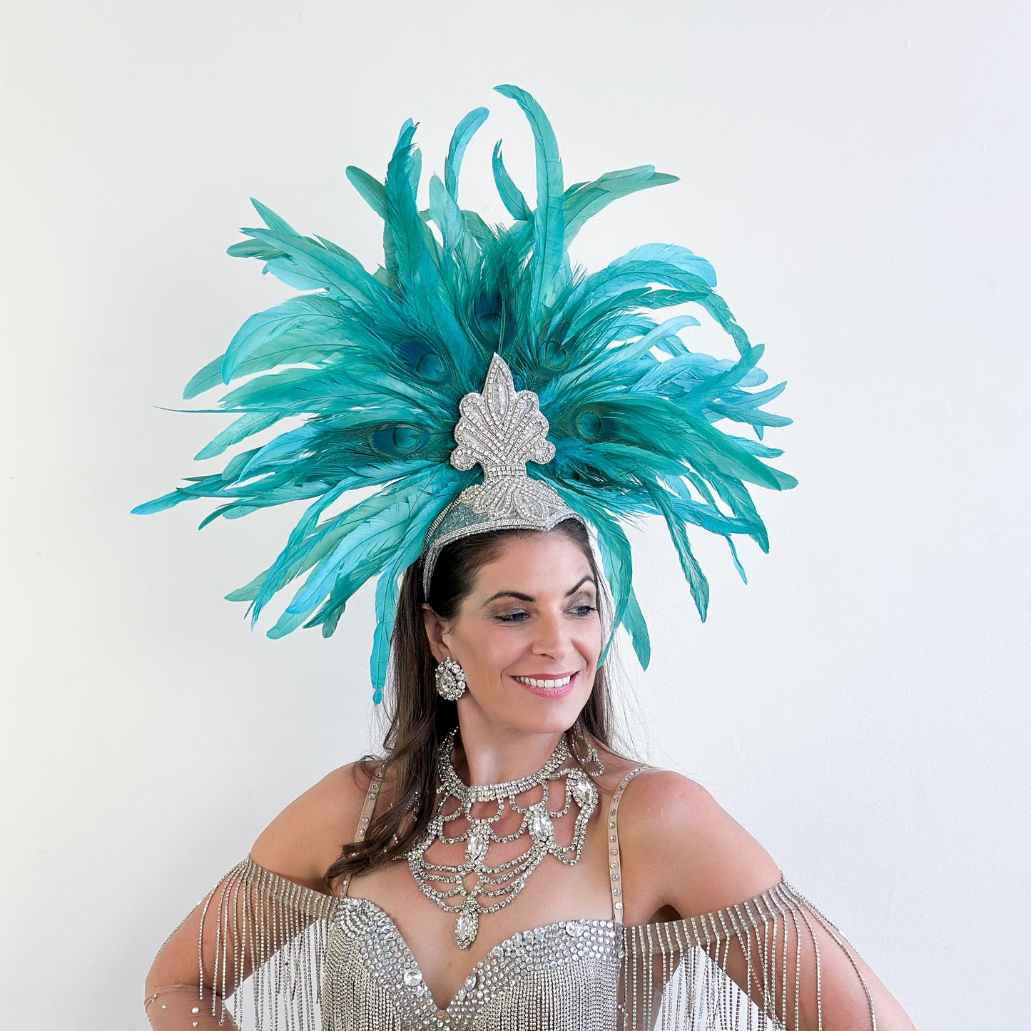 Zizi Seafoam Showgirl Feather Headpiece