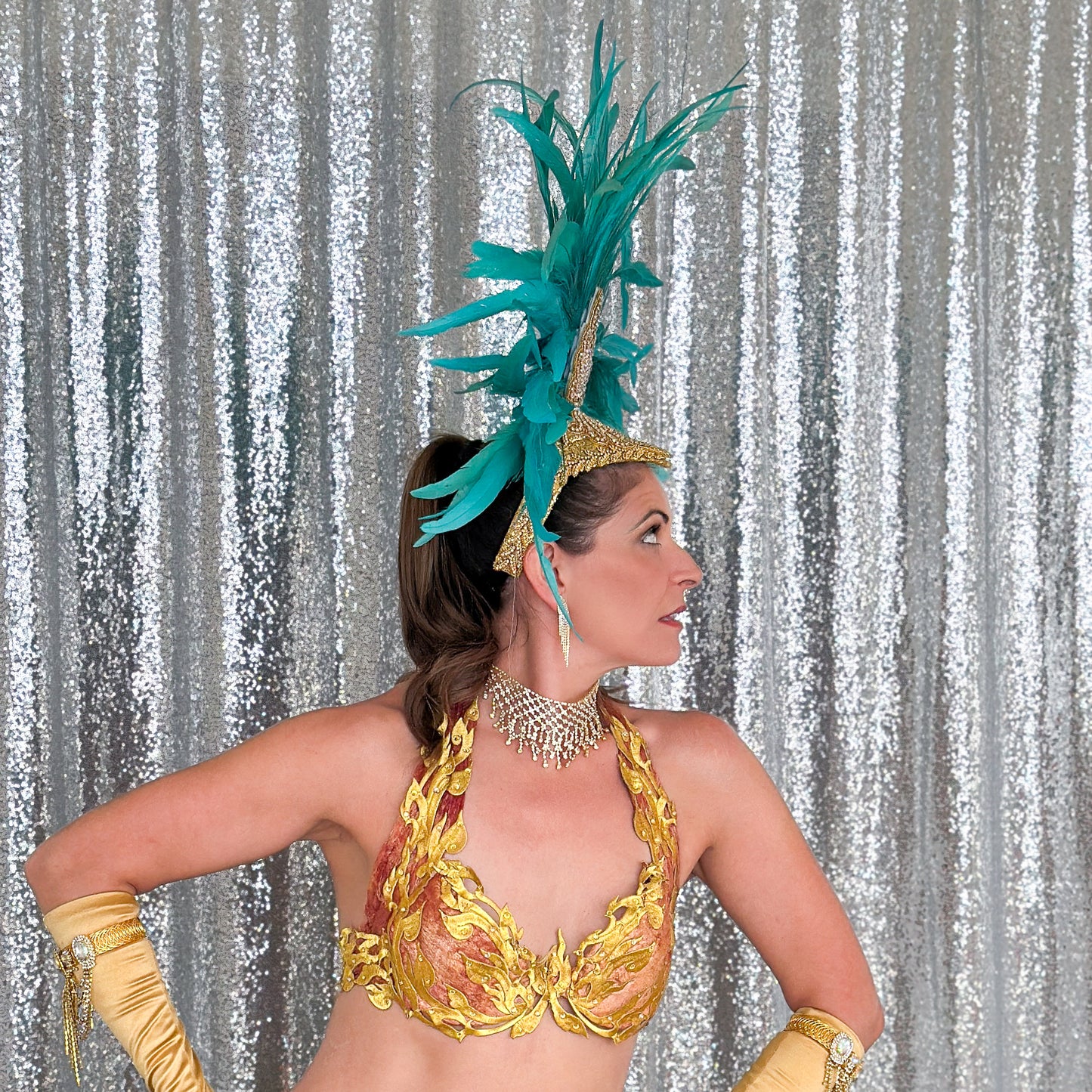 Zizi Seafoam Showgirl Feather Headpiece