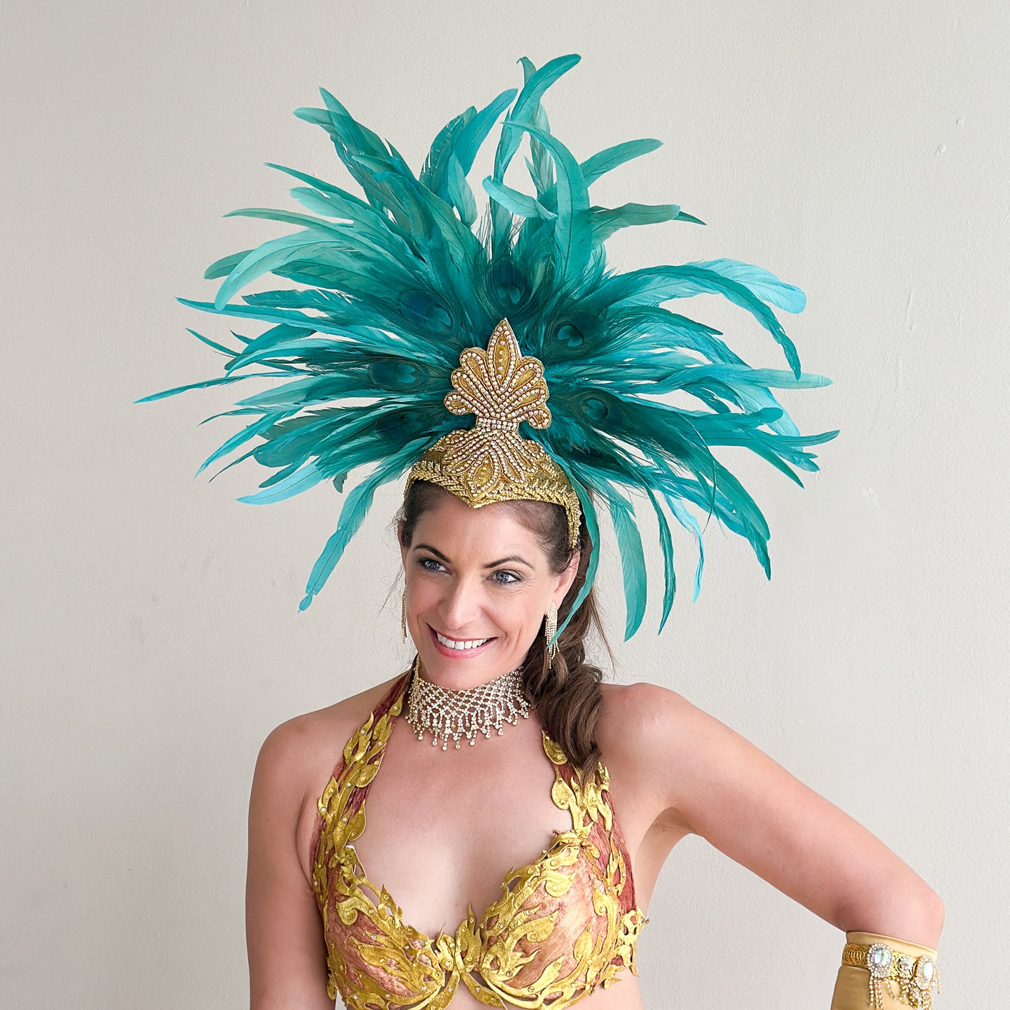 Zizi Seafoam Showgirl Feather Headpiece