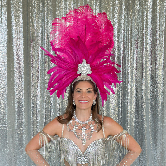 Shocking Pink Showgirl Feather Headpiece