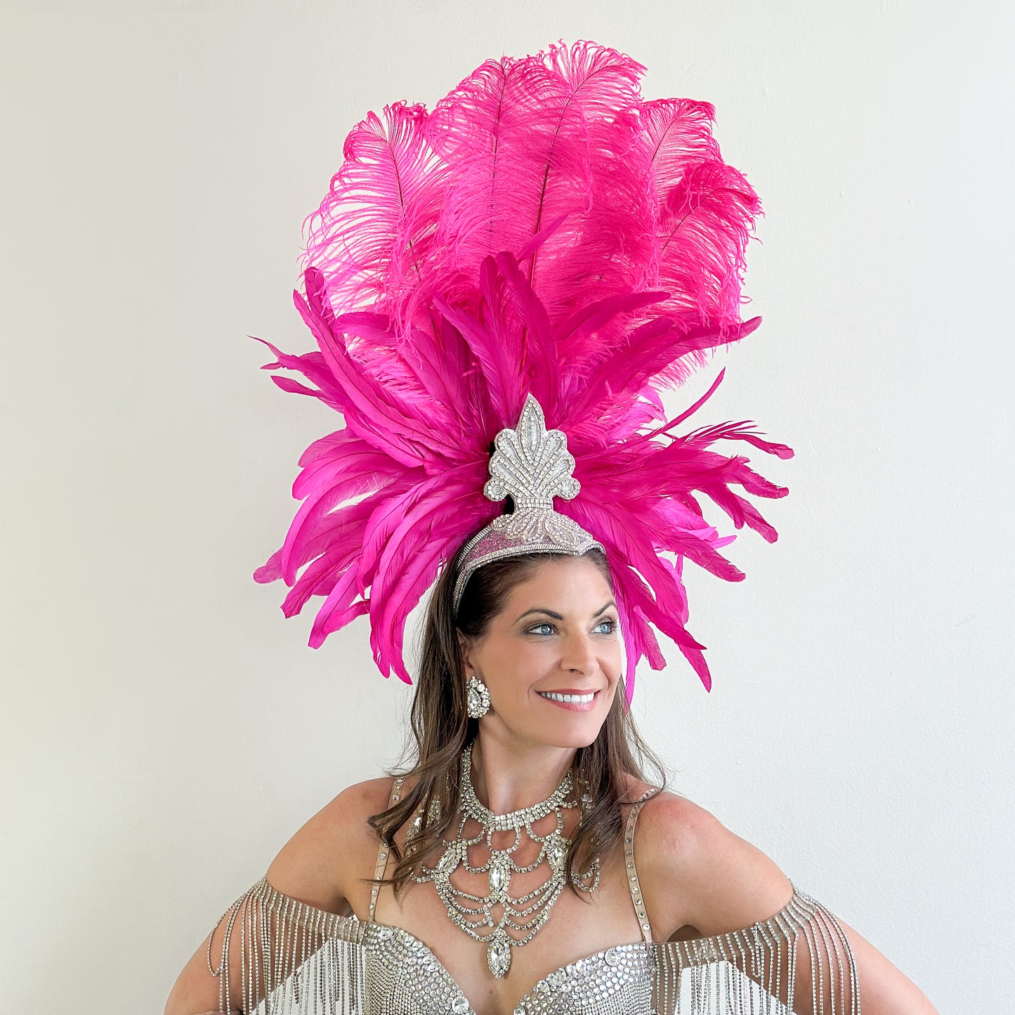 Kitty Shocking Pink Showgirl Feather Headpiece