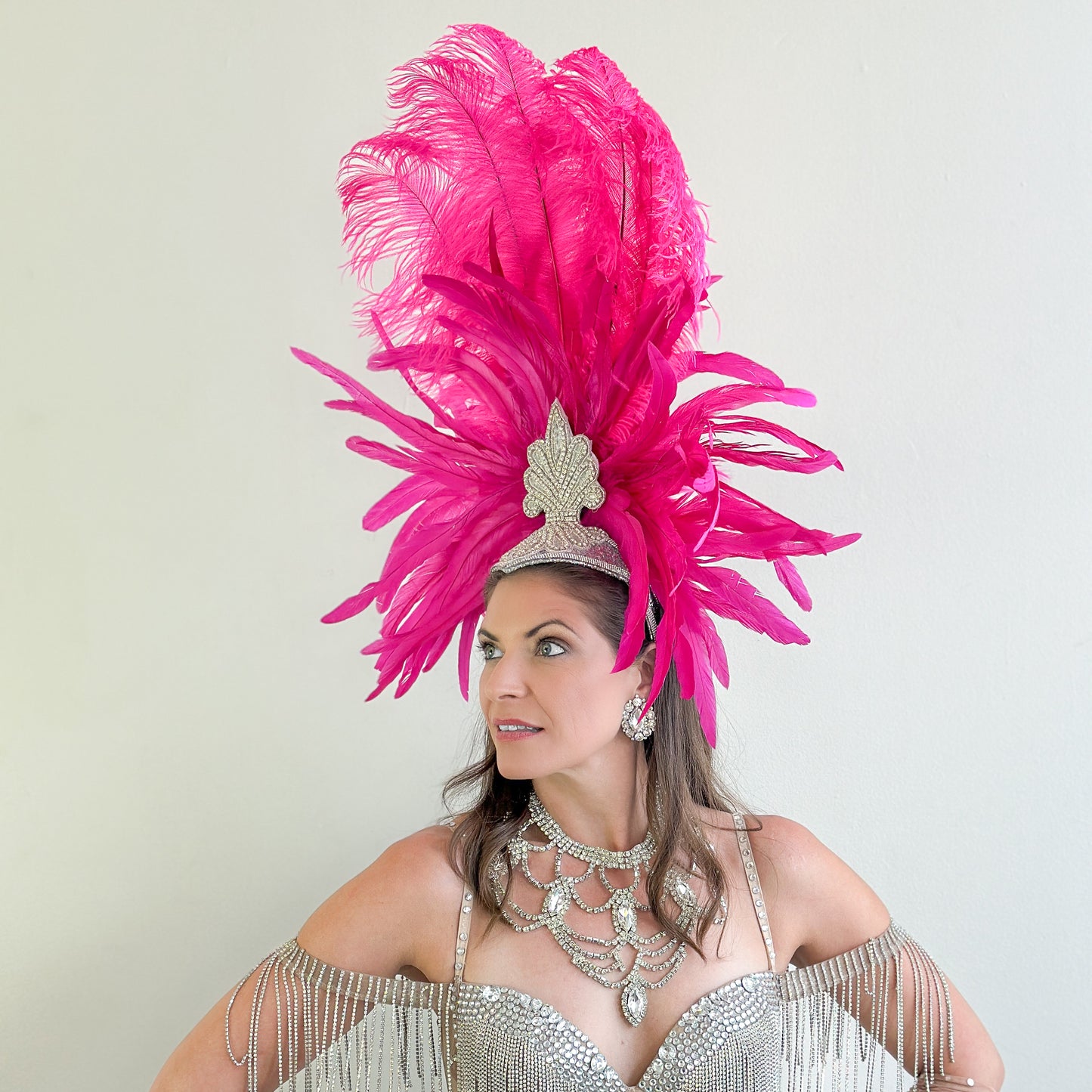 Kitty Shocking Pink Showgirl Feather Headpiece
