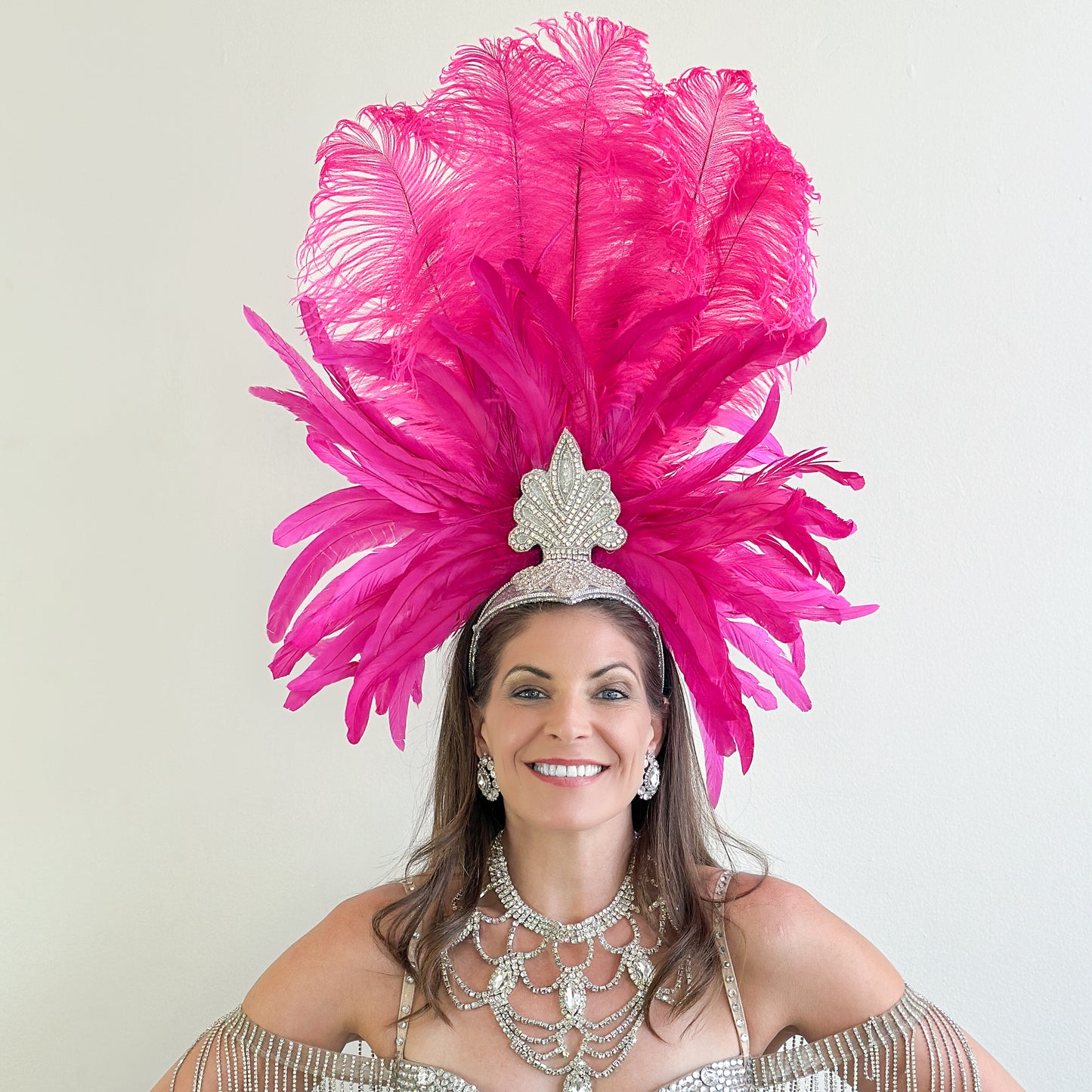 Shocking Pink Showgirl Feather Headpiece