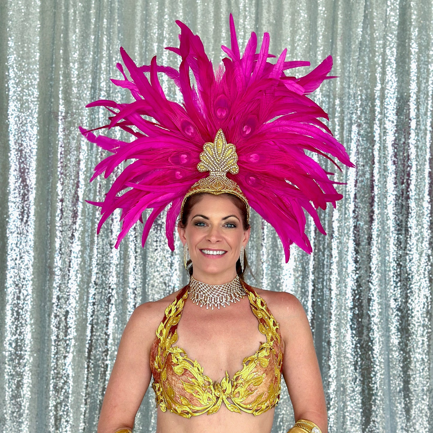 Zizi Shocking Pink Showgirl Feather Headpiece
