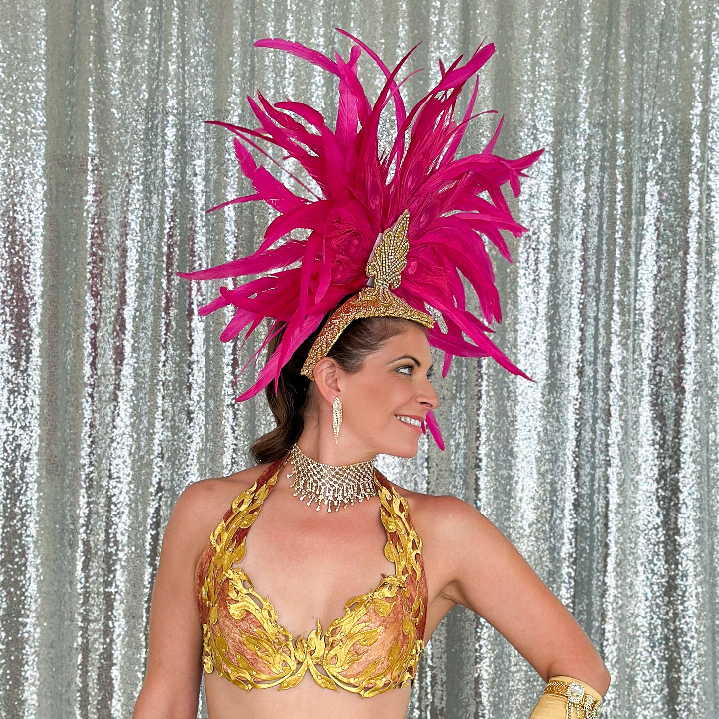 Zizi Shocking Pink Showgirl Feather Headpiece