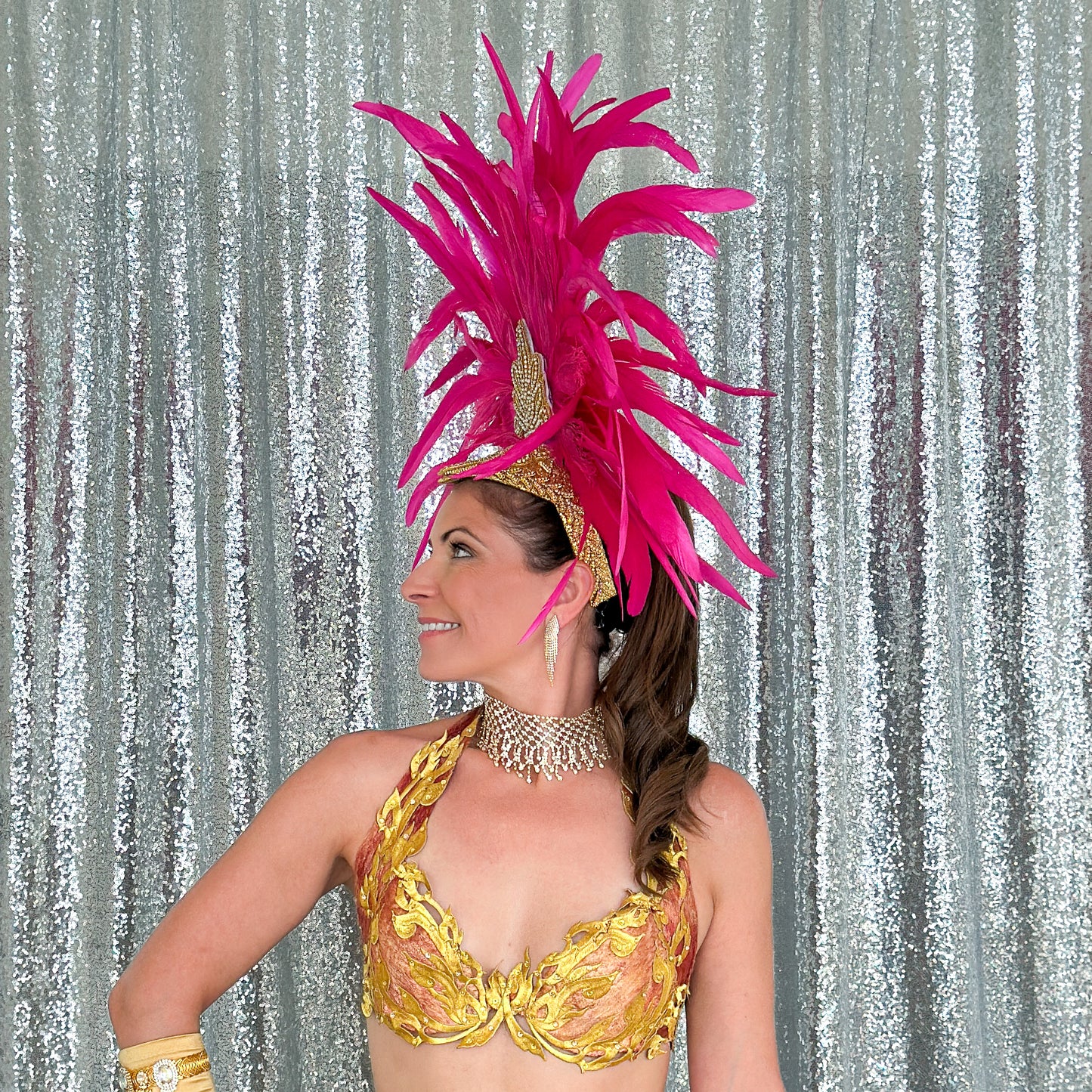Zizi Shocking Pink Showgirl Feather Headpiece