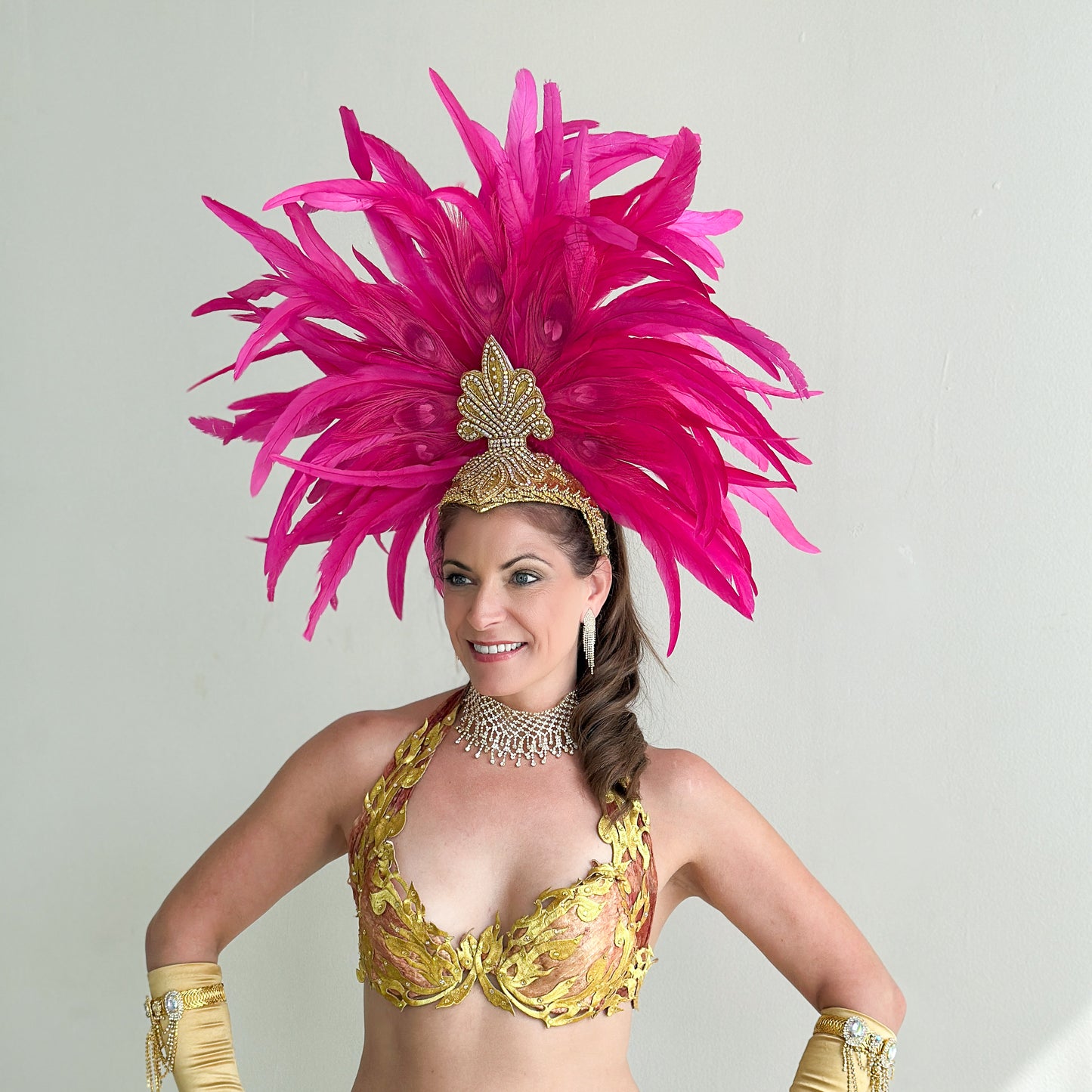 Zizi Shocking Pink Showgirl Feather Headpiece