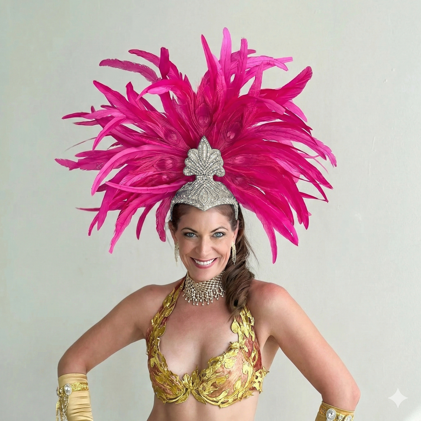 Zizi Shocking Pink Showgirl Feather Headpiece