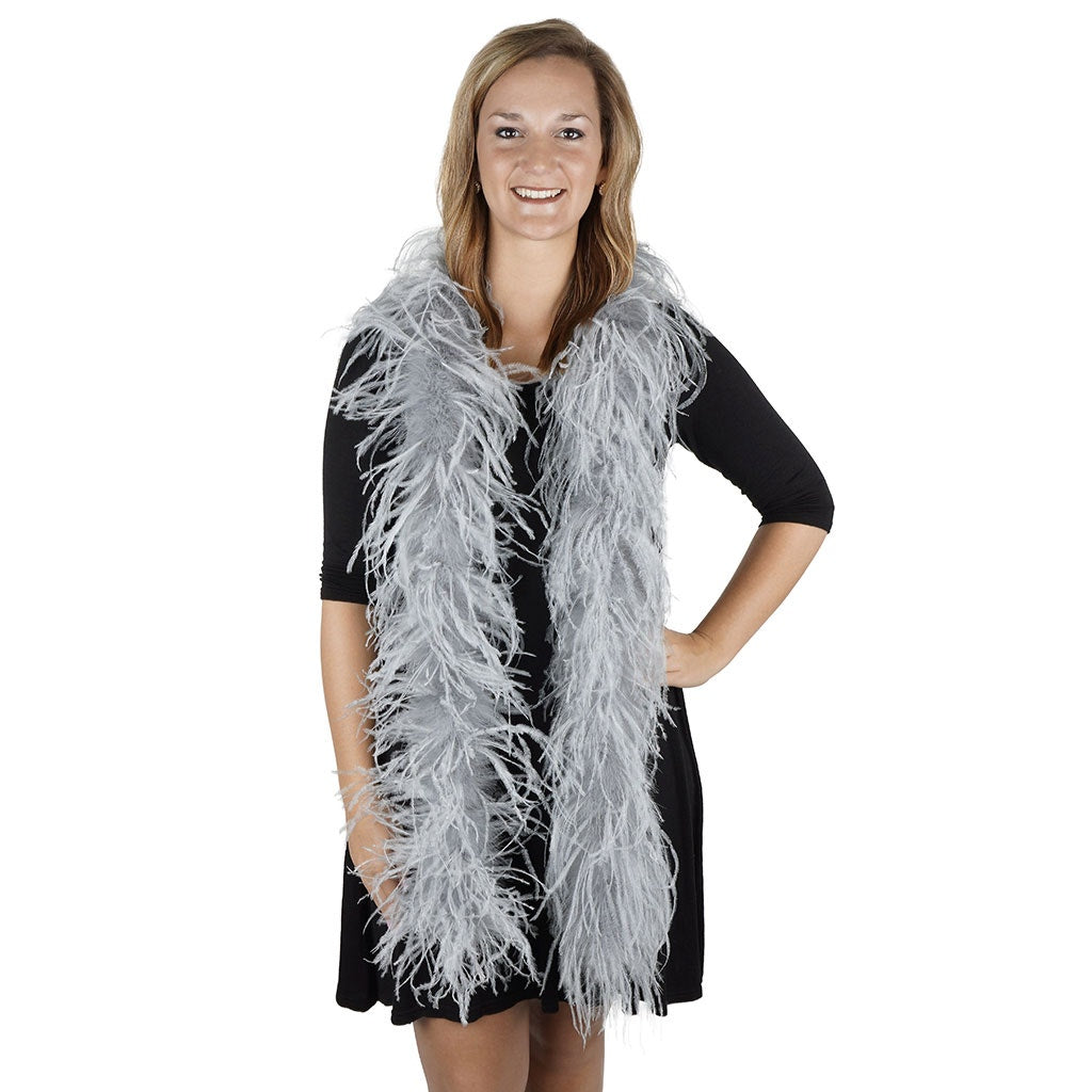 Silver 2 Ply Ostrich Feather Boa - Ostrich Boa