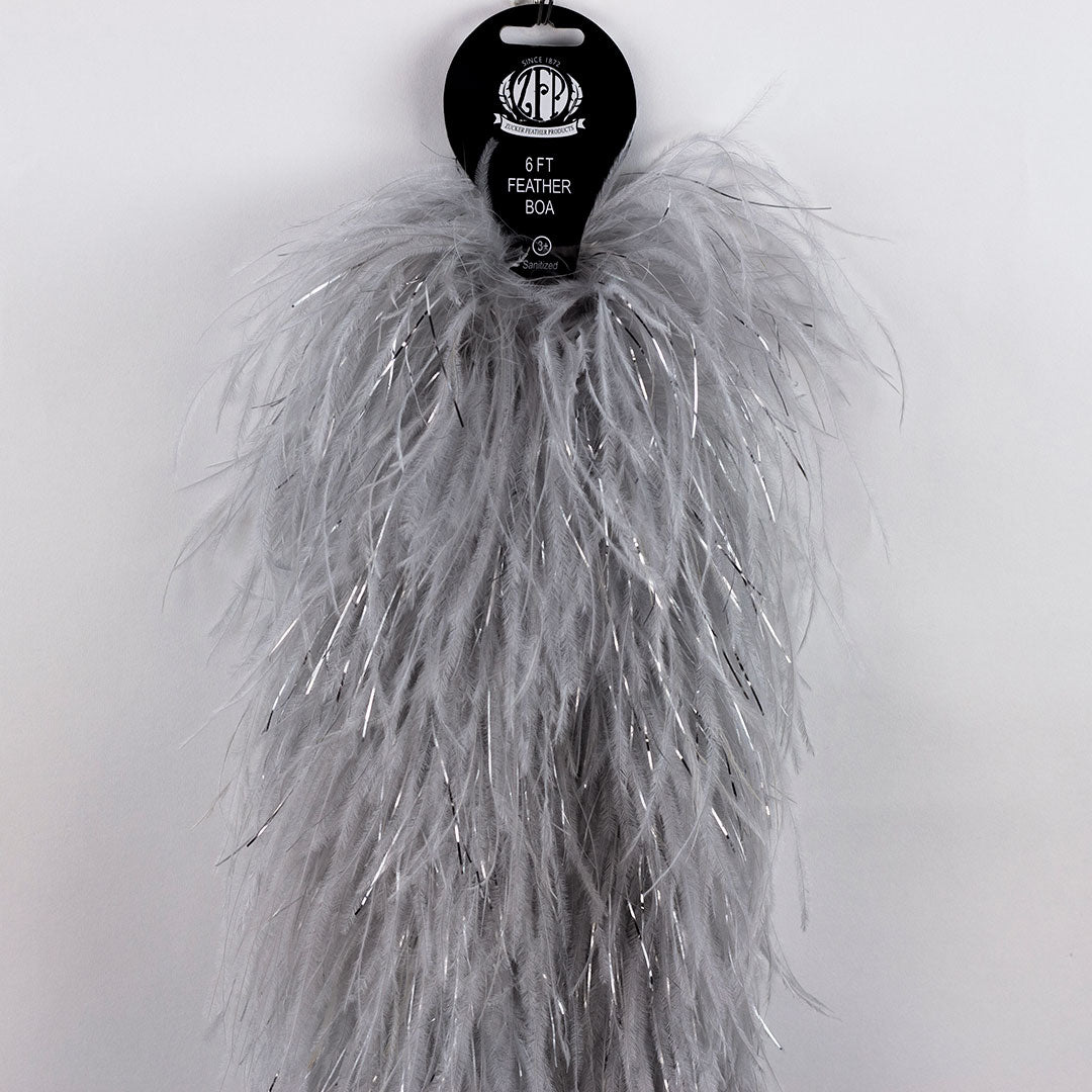 Silver Ostrich Feather Boa with Lurex 4 Ply | Zucker – Zucker Feather ...