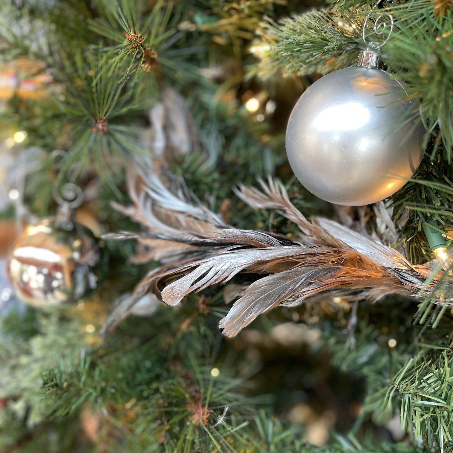 Metallic Feather Garland - 50"- Black/Silver