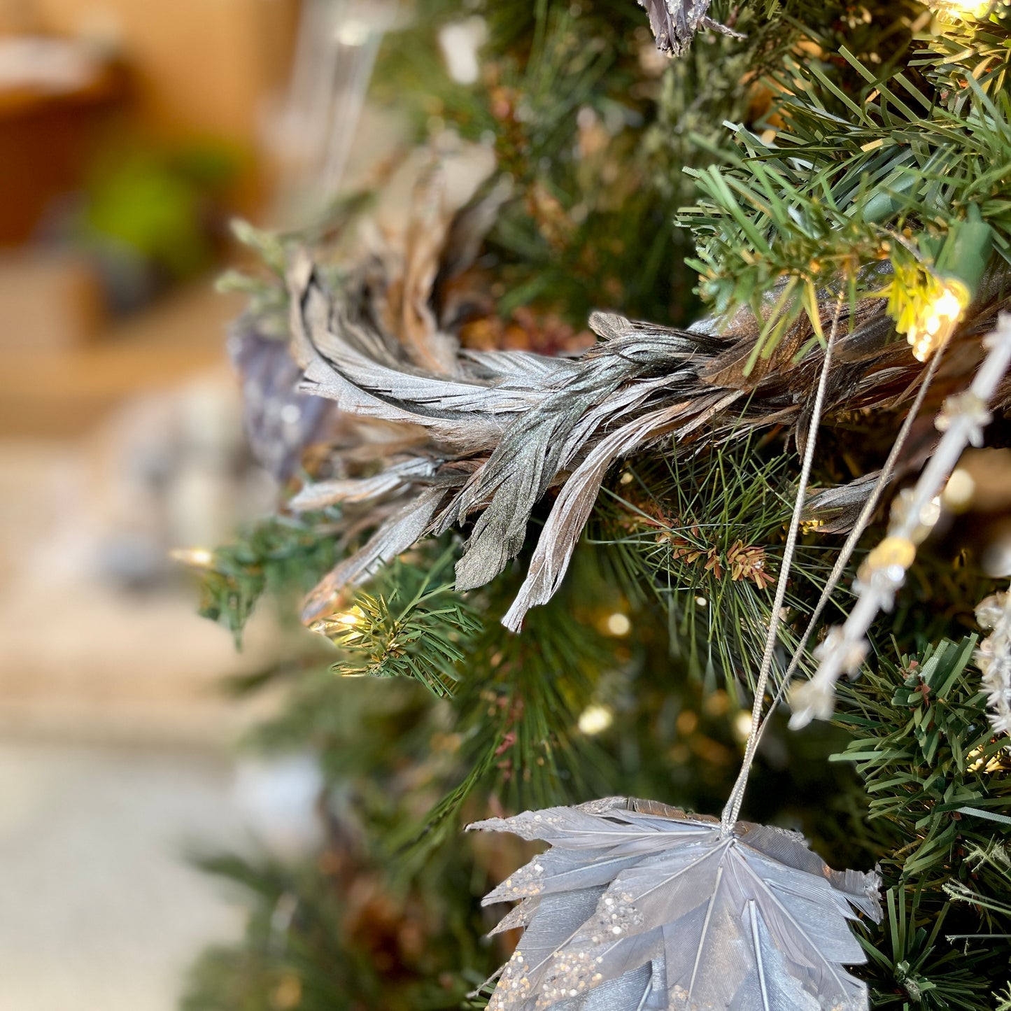 Metallic Feather Garland - 50"- Black/Silver