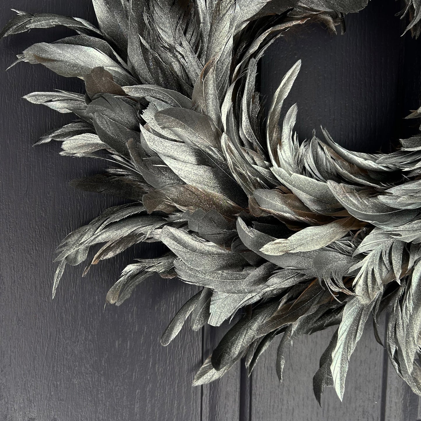 Silver Feather Wreath - 18’’ - Feathers