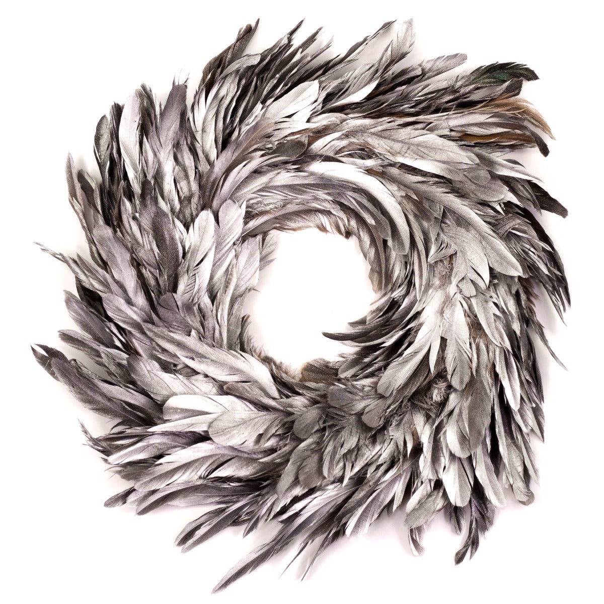 Silver Feather Wreath - 18’’ - Feathers