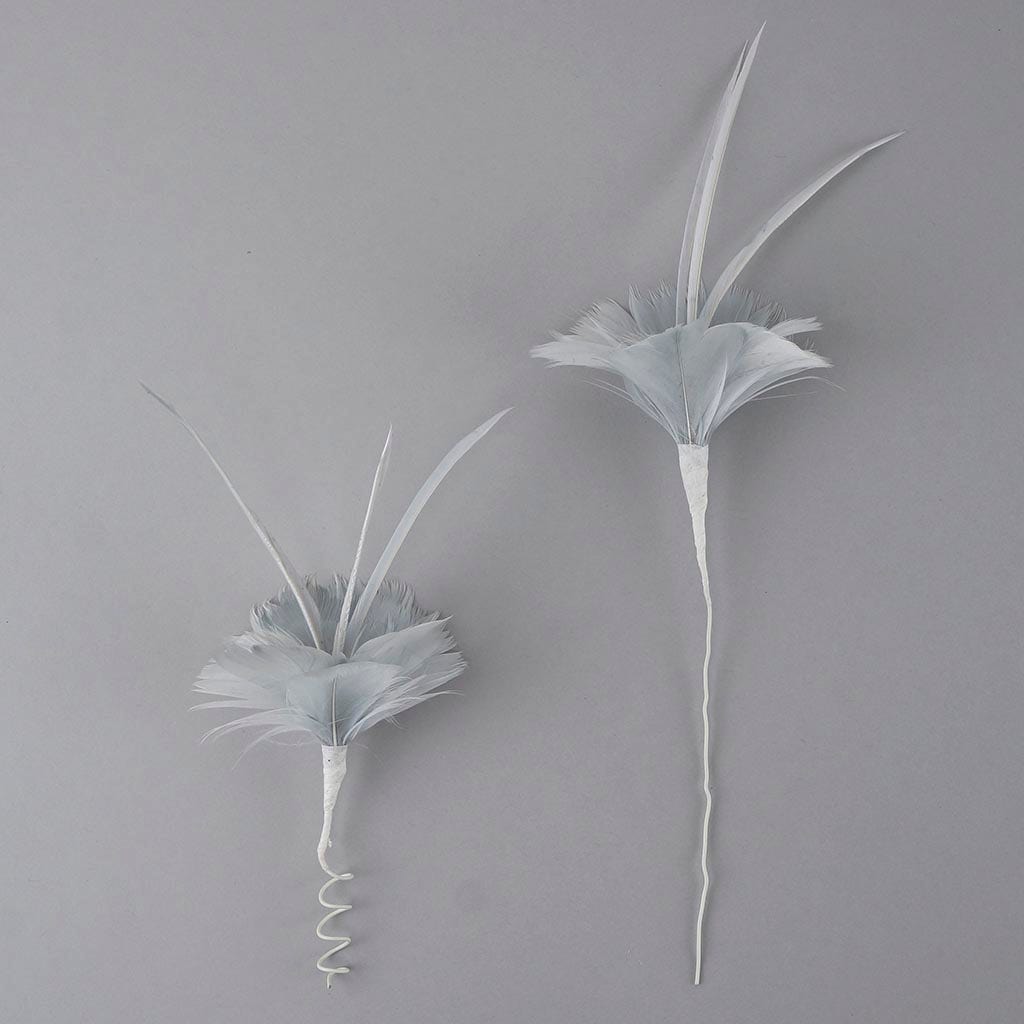 Feather Floral Pick w/Goose Silver