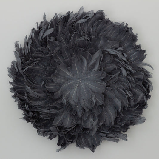 Juju Hat Nagoire Feather Wall Art 16 inch Wood Base   24-26 inch DIA --Silver