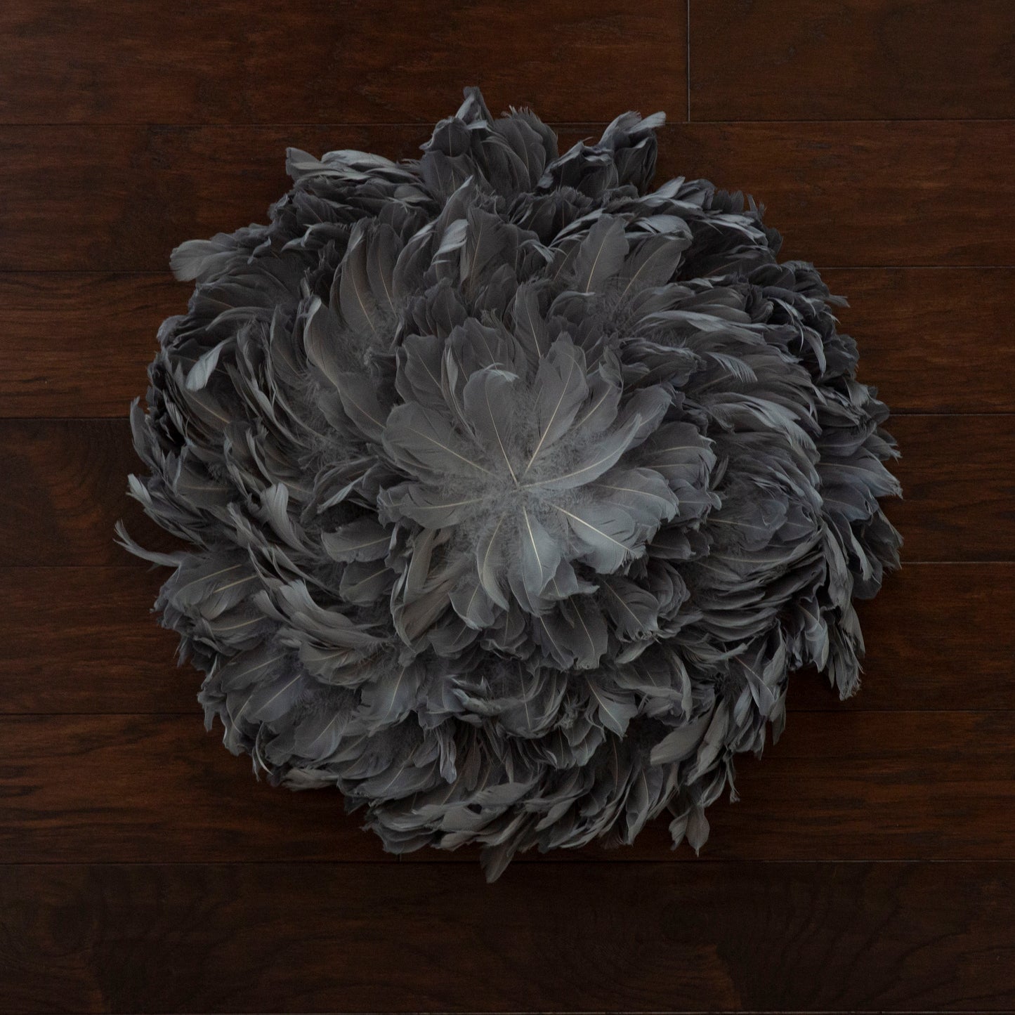 Juju Hat Nagoire Feather Wall Art 16 inch Wood Base   24-26 inch DIA --Silver