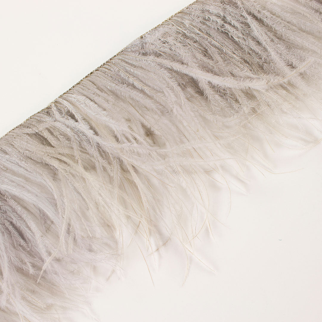Silver Ostrich Feathers Fringe 2 Ply