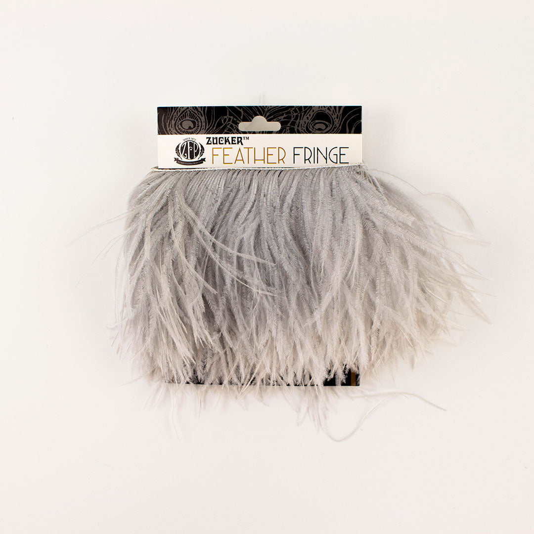 Silver Ostrich Feathers Fringe 2 Ply