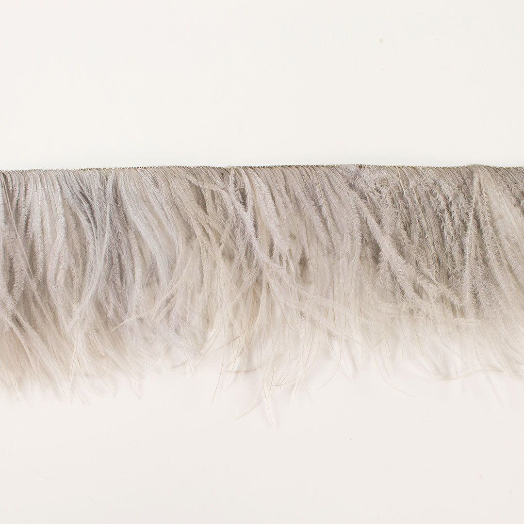 Silver Ostrich Feathers Fringe 2 Ply