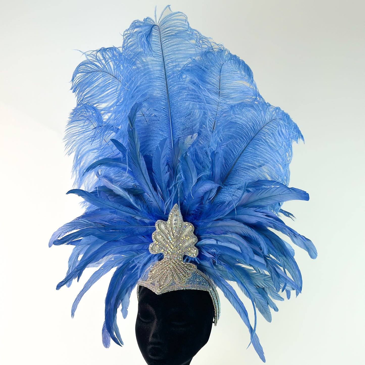 Sky Blue Showgirl Feather Headpiece