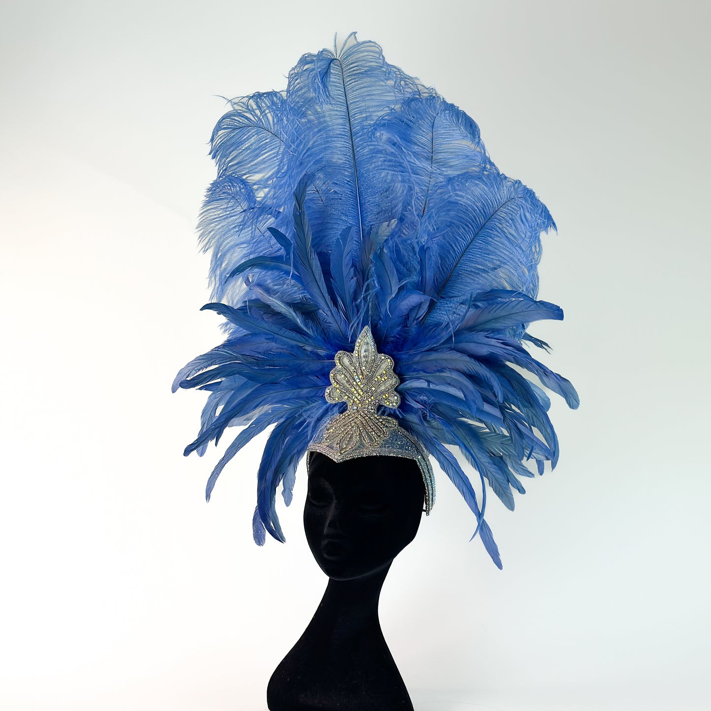 Kitty Sky Blue Showgirl Feather Headpiece