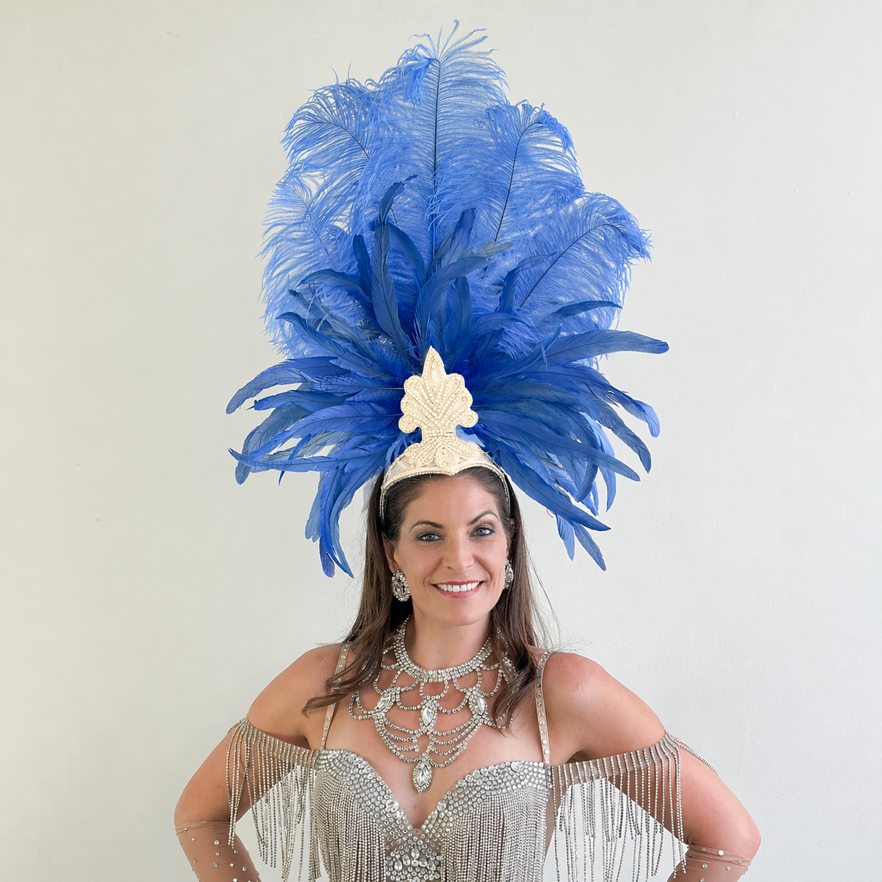 Kitty Sky Blue Showgirl Feather Headpiece