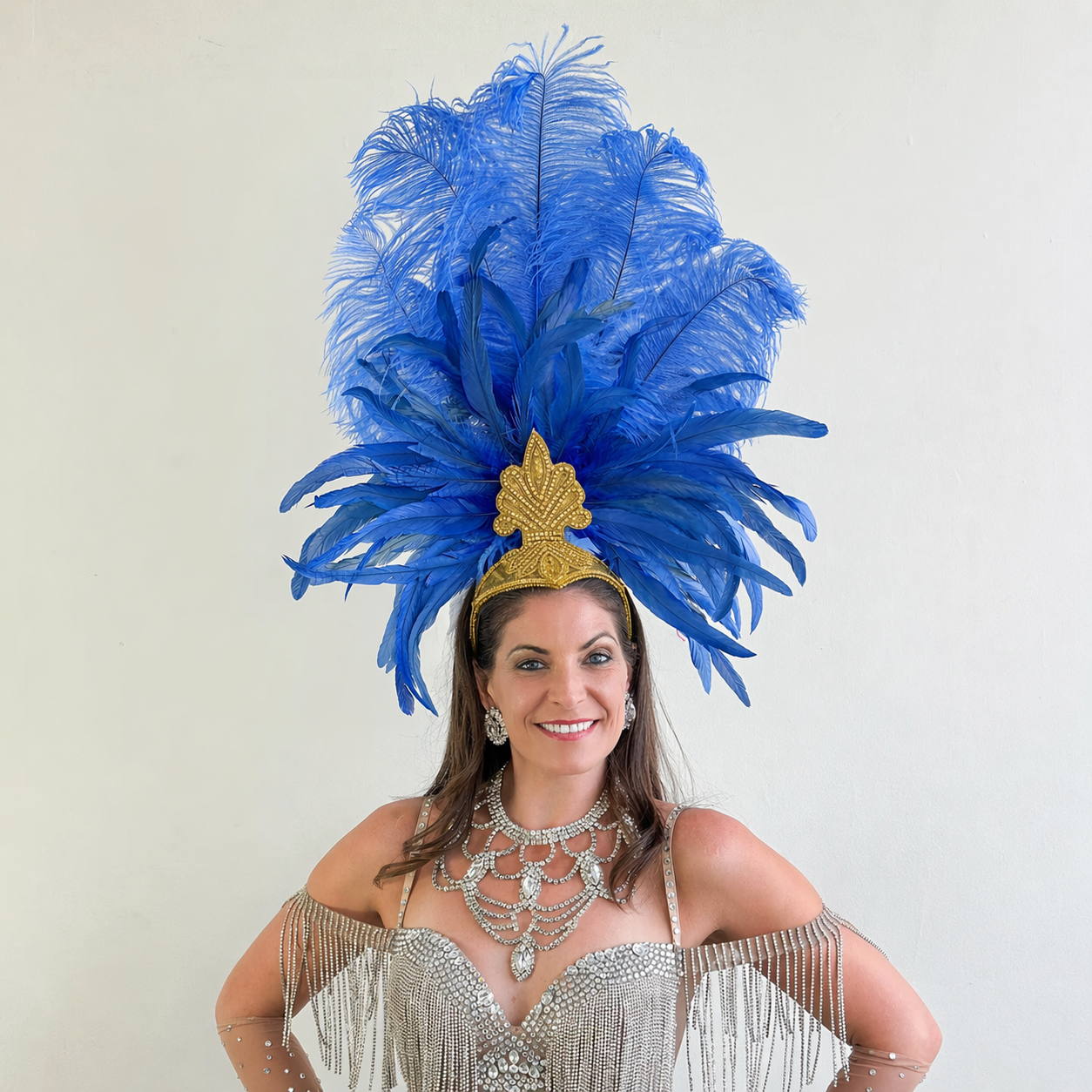 Kitty Sky Blue Showgirl Feather Headpiece