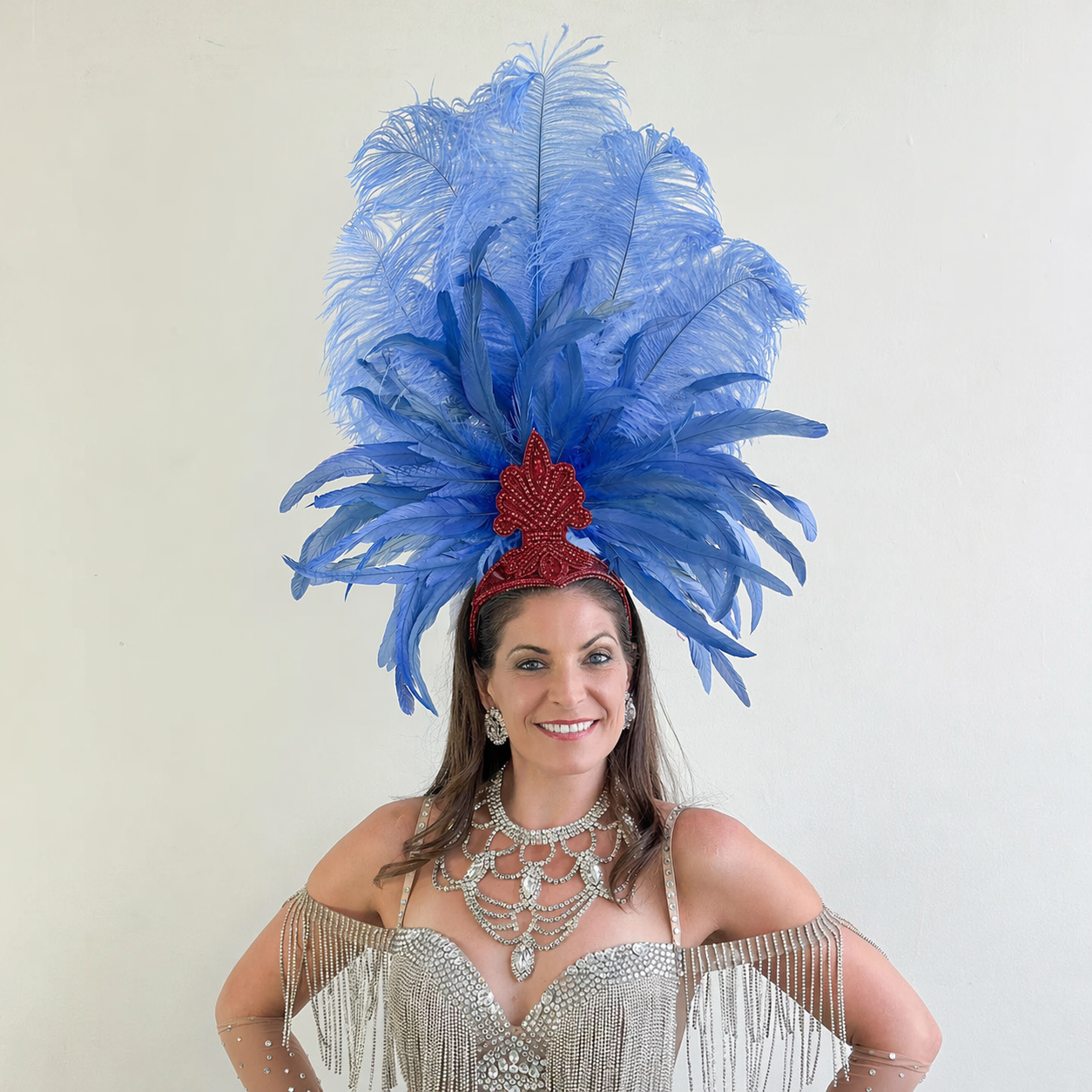 Kitty Sky Blue Showgirl Feather Headpiece