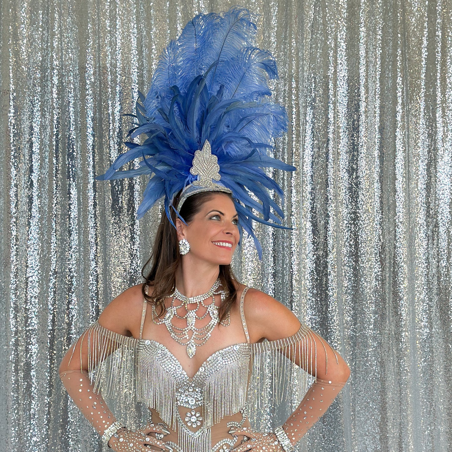 Sky Blue Showgirl Feather Headpiece