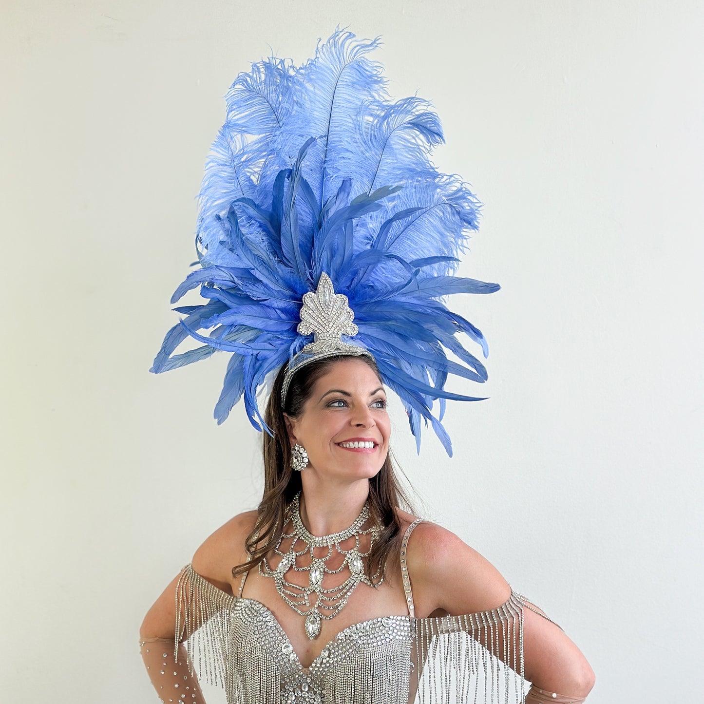 Kitty Sky Blue Showgirl Feather Headpiece