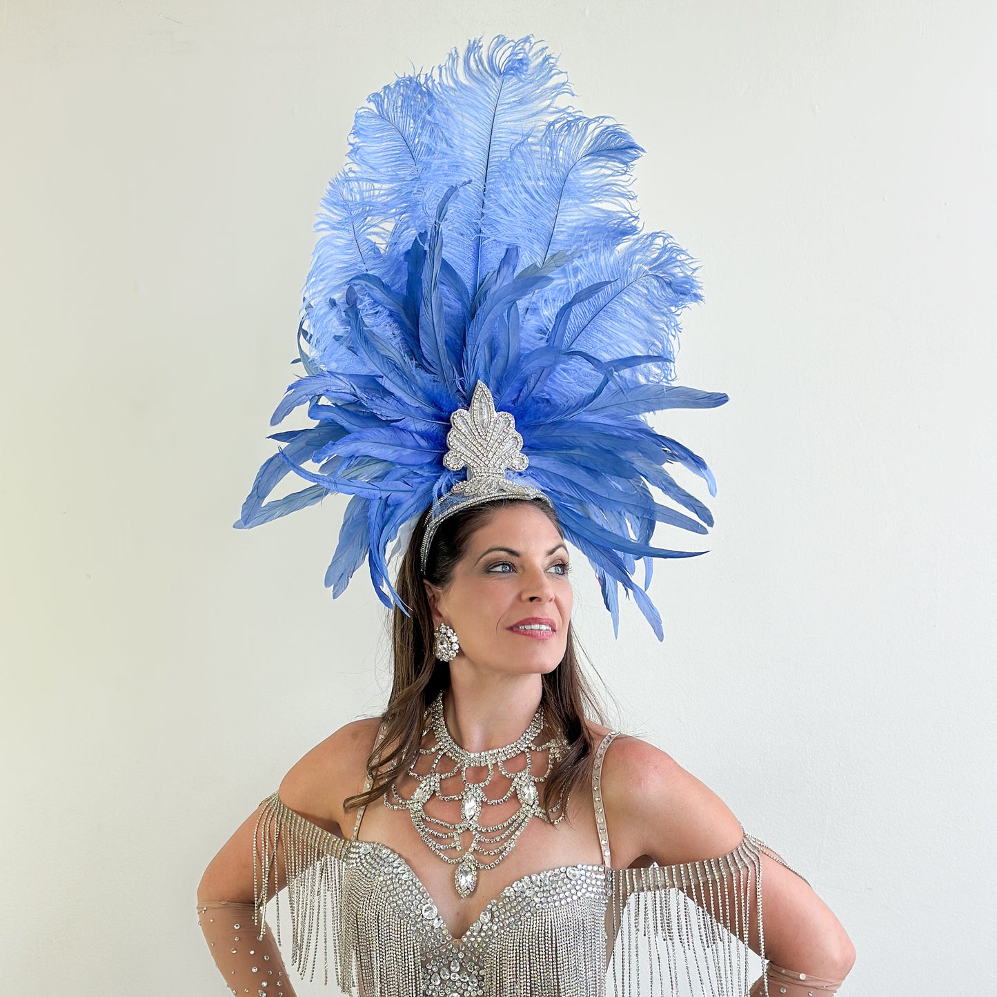 Sky Blue Showgirl Feather Headpiece