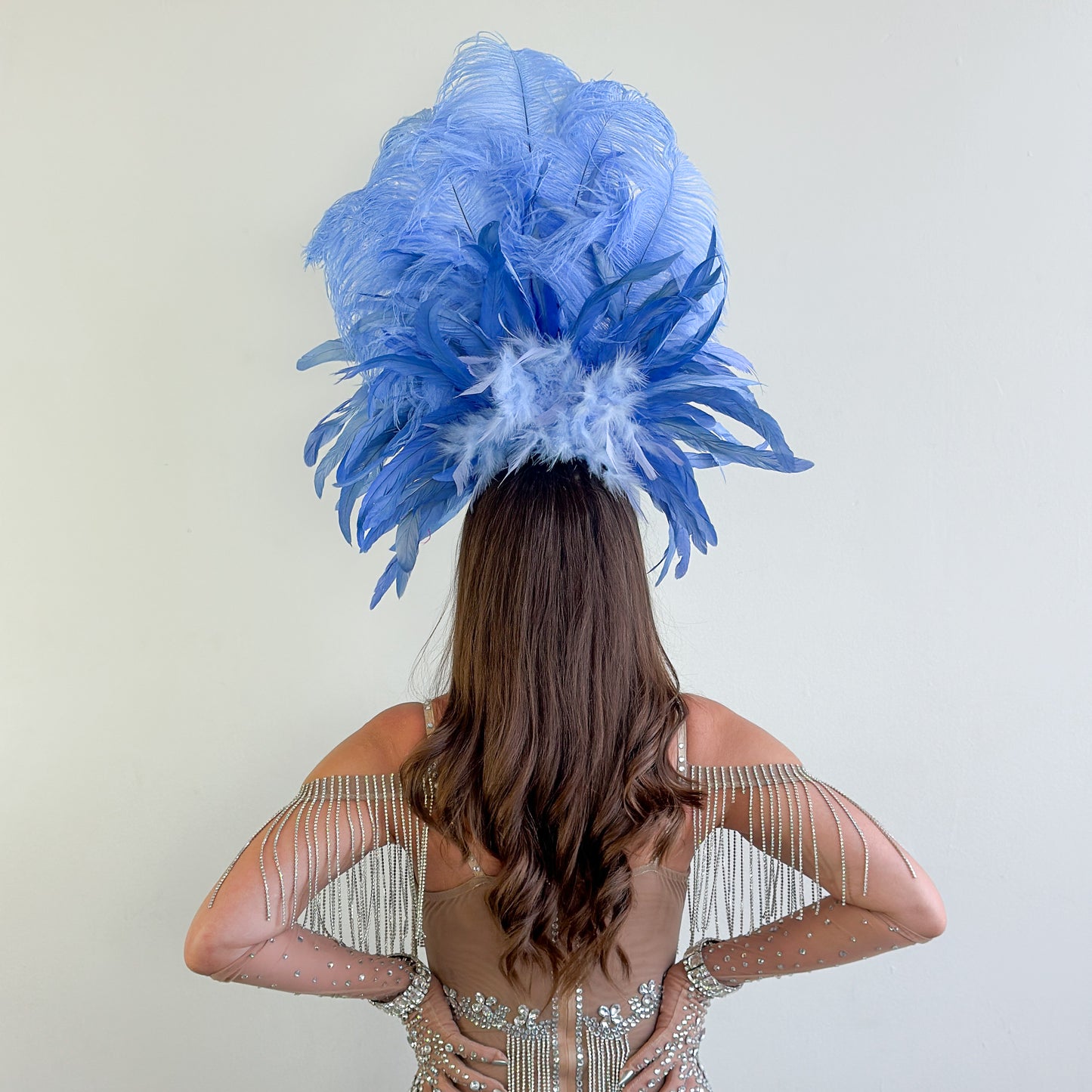 Kitty Sky Blue Showgirl Feather Headpiece