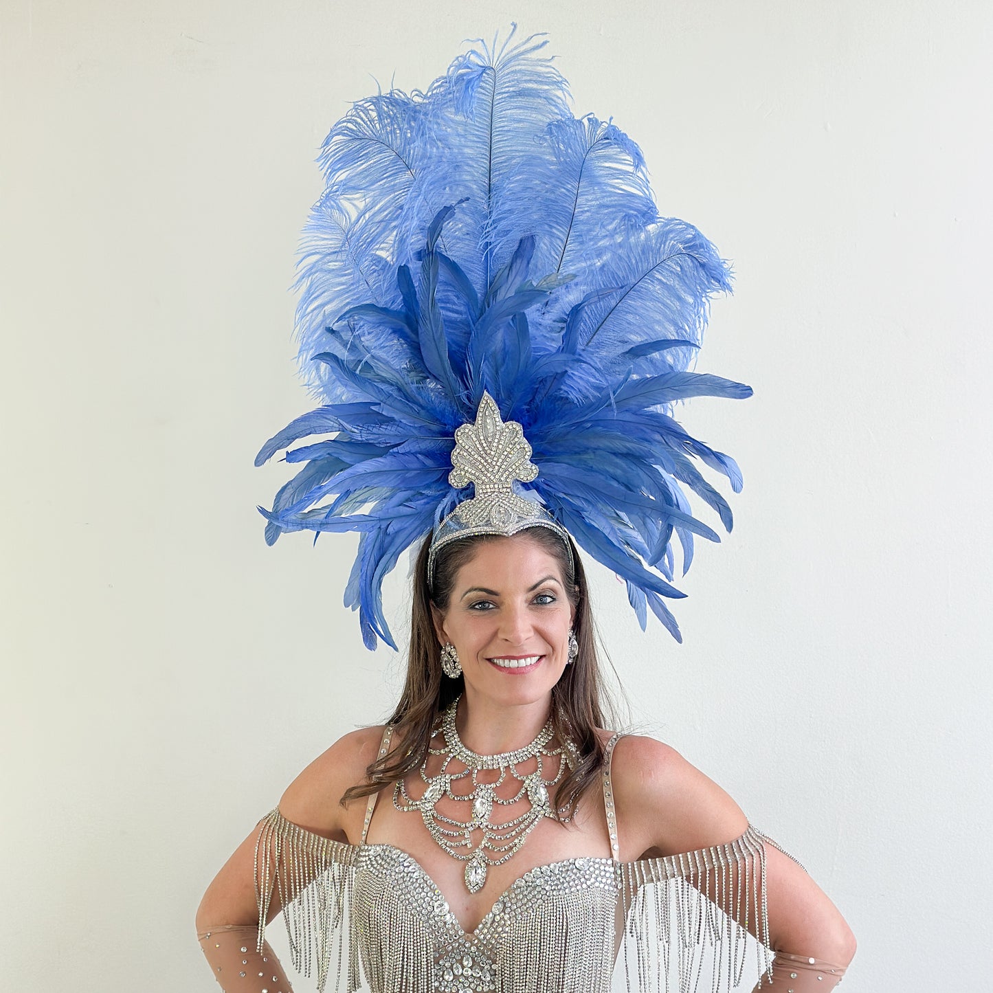 Kitty Sky Blue Showgirl Feather Headpiece