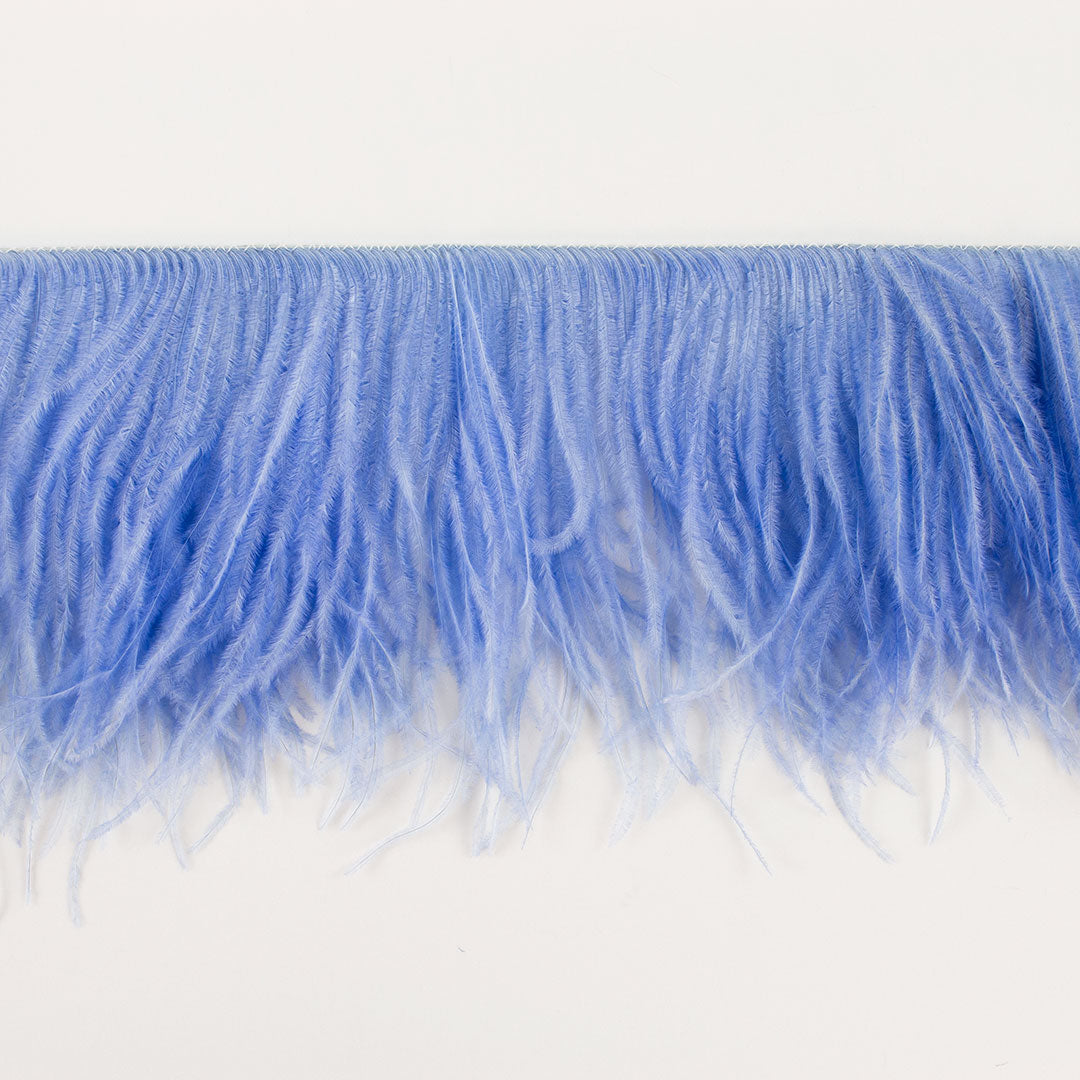 Sky Blue Ostrich Feathers Fringe 2 Ply