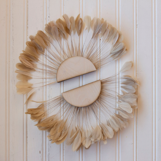 Small half moon Beige Feather Wall Art Set - Feathers