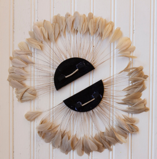 Small half moon Beige Feather Wall Art Set - Feathers