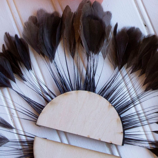 Small Half Moon Set Brown Feather Wall Art - Feathers