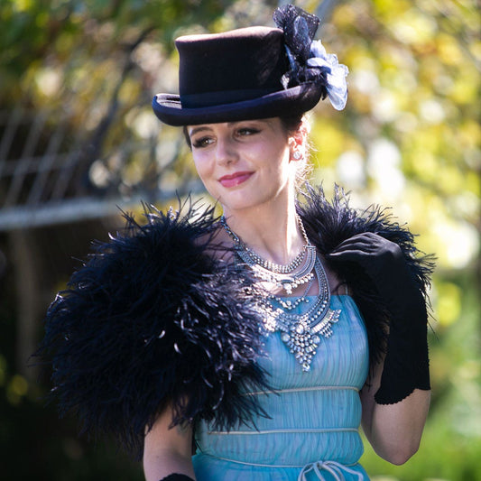 Small Ostrich Bolero - Feather Shoulder Wrap - Black - Feathers