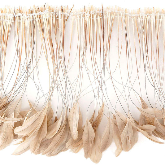 Stripped Bleached Coque Fringe - Beige - Feathers