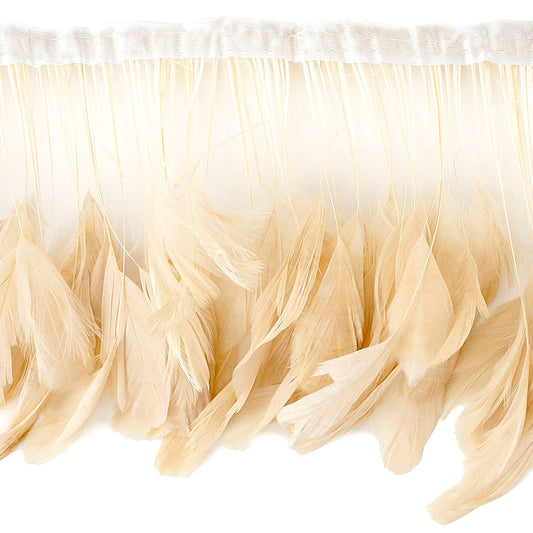 Stripped Bleached Coque Fringe - Beige - Feathers