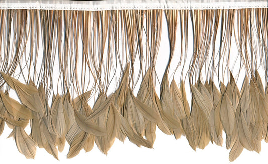 Stripped Bleached Coque Fringe - Beige - Feathers