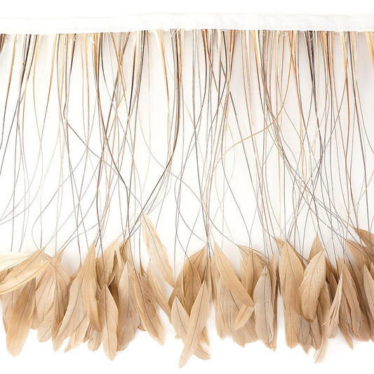 Stripped Bleached Coque Fringe - Beige - Feathers