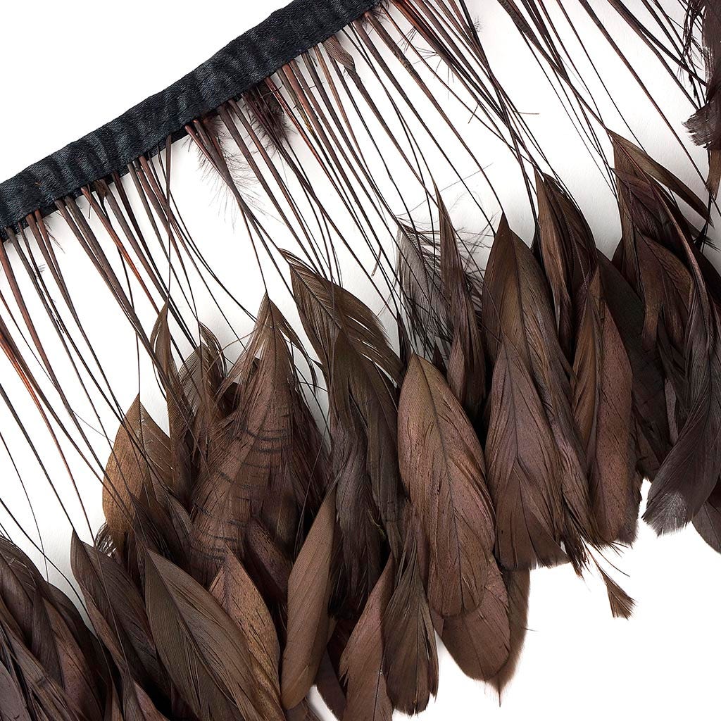 Stripped Bleached Coque Fringe - Brown - Feathers