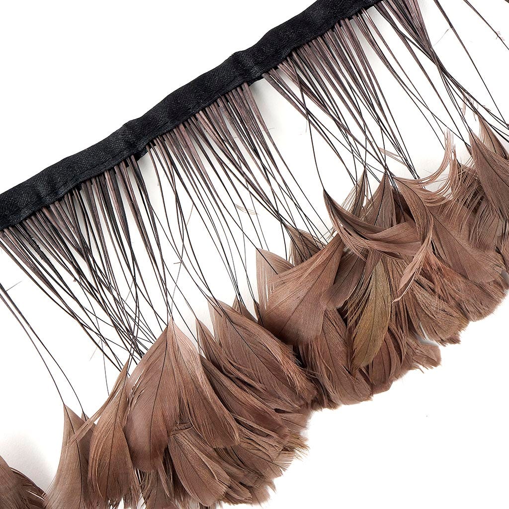 Stripped Bleached Coque Fringe - Brown - Feathers