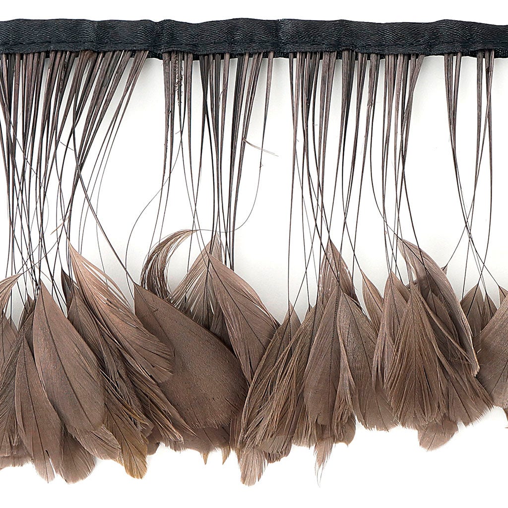 Stripped Bleached Coque Fringe - Brown - Feathers