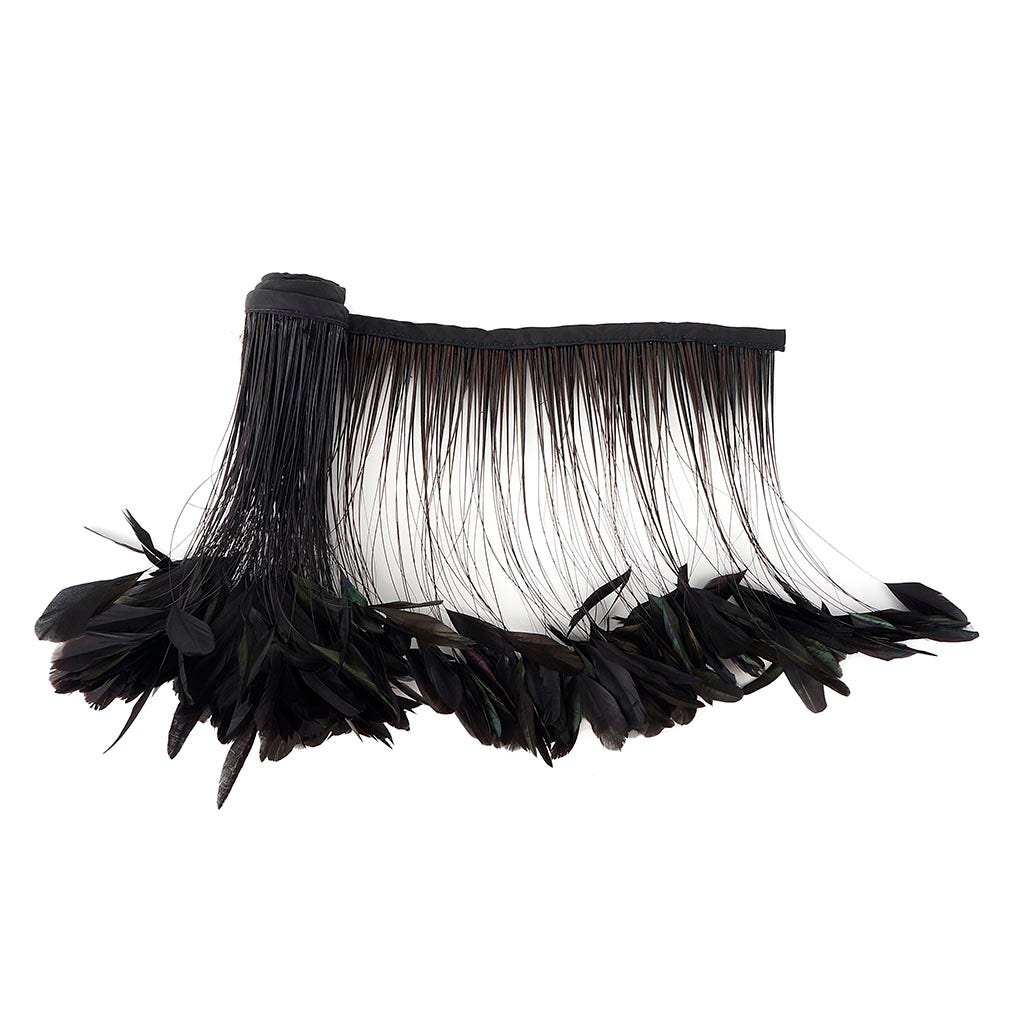 Stripped Bleached Coque Fringe - Brown - Feathers